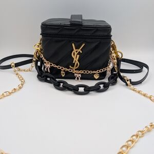 YSL Beauté Vanity Case w/ Styled Charm Chains| Black Crossbody| BNIB